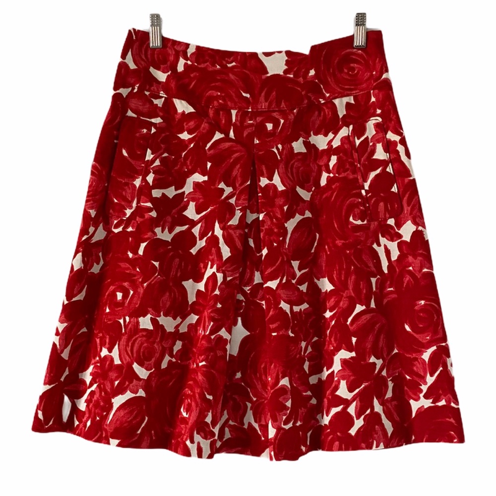 LAVIA 18 A-Line 2 Pocket Red Floral Pleated Dress